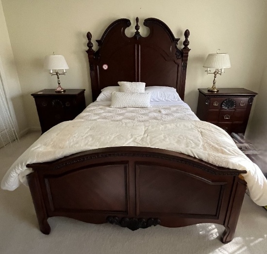 Kathy Ireland Home Queen Size Bed, Mahogony (Head Board/Foot Board/Frame) P