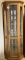 5 Shelf Lighted Oak Finish Corner Curio Cabinet with 1 Glass Door & 2 Side