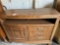 3 Drawer, Single Door Entertainment Cabinet, Walnut Finish, 36
