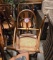 10 Assorted Wooden Chairs, 1 Wooden Step Stool and Decorative Wooden Side T