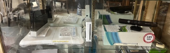 Contents of Shelf: (2) Vintage Wii Gaming Consoles, Wii Gaming Platform, Xb
