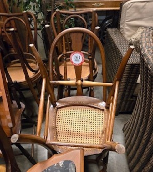 10 Assorted Wooden Chairs, 1 Wooden Step Stool and Decorative Wooden Side T