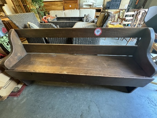 Vintage Wooden Bench, 32" H x 68" W x 14.5" D