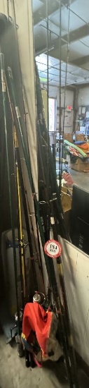 Assorted Fishing Poles, Rods & Reels