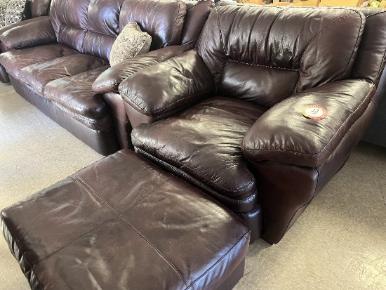 Leather Sofa, Love Seat, Side Chair & Ottoman