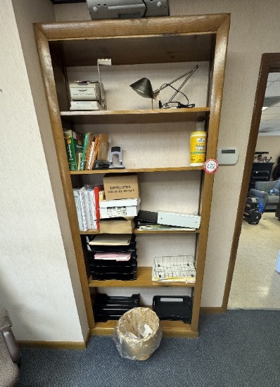 Wooden 6-Shelf Shelving Unit plus Contents