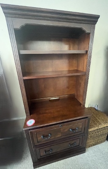 Wooden 2 Drawer Cabinet with 2 Shelf Hutch (32" x 19" x 72")