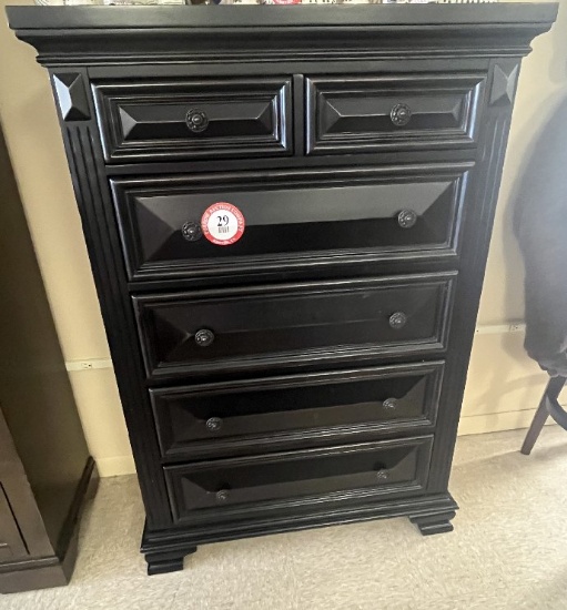 Wooden Black Lacquer 6 Drawer Chest