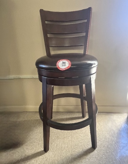 Wooden Upholstered Bar Stool with 2 Stuffed Gorillas