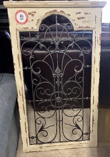 Decorative Wall Plaque Wooden Framed with Wrought Iron Insert (46" x 27")