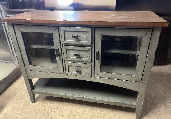 Bayside Furnishings Accent Cabinet, 3 Drawer, 2 Glass Door (48" x 19" x 36"