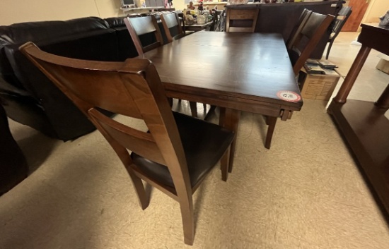 Great Beca Company Wooden Dining Table (66" x 42" x 30") & (6) Cushion Bott