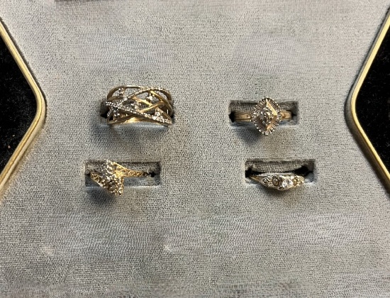 (4) Ladies Rings, Ladies 10K Yellow Gold 5 Stone Diamond Ring size 6, 10K Y