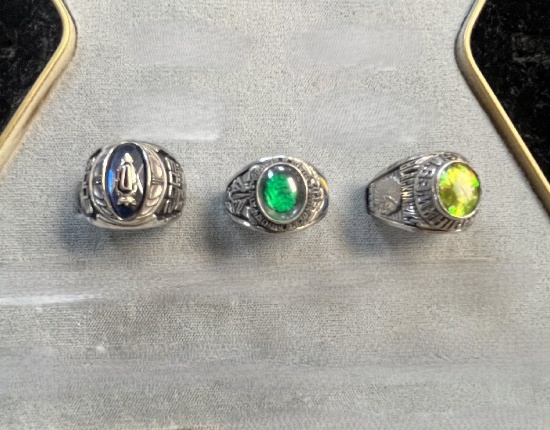 (3) Mens Rings, Mens size 11 Class Ring, Mens size 12 Class Ring, Mens size
