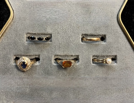 (5) Ladies Rings, 14K Yellow Gold Citrine size 5, 10K Yellow Gold, (possibl
