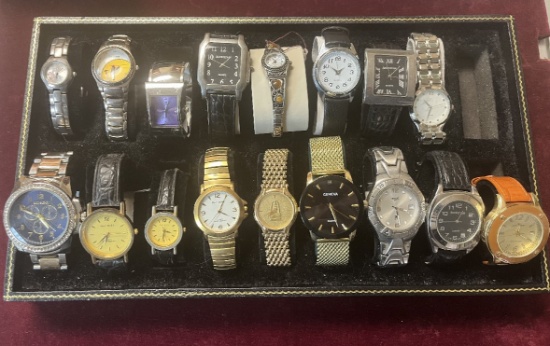 Collection of 17 Assorted Watches, Various Brands, Mens & Womens