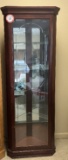 4 Shelf Lighted Corner Unit Curio Cabinet with Wood & Glass Door, Cherry Fi