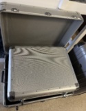 (4) Pieces of Luggage - 2 Metal Shipping Boxes with Hinges and 2 Rolling Su