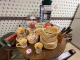 Table & Chairs + Contents: Earthenware Set (Dinner Plates, Salad Plates, Bo