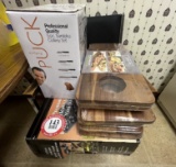 Wolfgang Puck 5 Piece Cutlery Set, 4 Wooden Charcuterie Boards, 12 piece He
