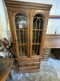 Wooden 3 Shelf Curio Cabinet, 2 Wooden/Glass Doors (one missing glass), 3 D