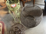 Plant Stand, Metal Lantern, Metal Basket