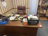 Wooden 6-Drawer Office Desk with Leather Office Chair