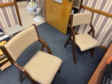 (3) Folding Wooden Upholstered Chairs