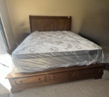 King Size Sleigh Bed with Wooden Pedestal and New SleepWell Mattresses & (1