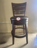 Wooden Upholstered Bar Stool with 2 Stuffed Gorillas