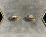 (2) Men's Rings: Men's 14K Yellow Gold Diamond Ring size 9 & Men's 10K Yell