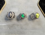 (3) Mens Rings, Mens size 11 Class Ring, Mens size 12 Class Ring, Mens size