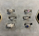(6) Ladies Rings, Ladies 14K White Gold with 2 CZ's size 7, Ladies 10K Whit