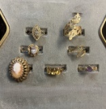 (7) Ladies Rings, Ladies 10K Yellow Gold Solitaire Ring size 7.5, Ladies 10