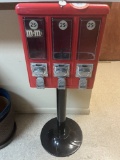 3 Bin Coin Operated Manual Gumball/Vending Machine