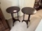 Pair of Round Wooden Accent Tables, Dark Cherry Finish