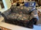 Upholstered Love Seat, Green Paisley Pattern