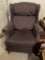 Upholstered Wing Back Chair, Dark Blue/Green Pattern