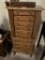 Wooden Jewelry Cabinet, Oak Finish, 8 Drawers, 2 Necklace Compartments