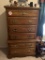 Wooden 6 Drawer Chest on Chest, Light Cherry Finish