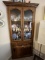 Wooden Corner Curio Cabinet, 4 Doors (two glass front) with One Drawer