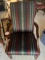 Upholstered Wooden Arm Chair, Striped Upholstery