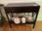 Wooden 2 Drawer Accent Table Bottom Shelf, Dark Finish