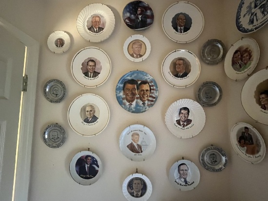(29) Presidential Plates, Various Sizes on Wall Hangers