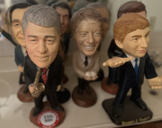 Collection of 9 Large Presidential Figurines: Trump, Bush, Reagan, Clinton