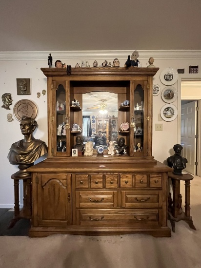 Dresser with Mirrored Hutch