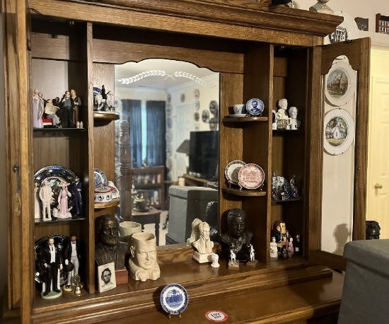 Contents of Hutch: Various Presidential Figurines, Busts, Plates, etc.