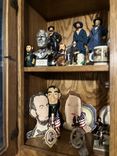 Contents of China Cabinet: Large Assortment of Presidential Collectibles