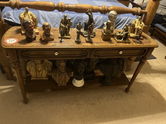 Wooden Sofa Table with Lower Shelf, Walnut Finish