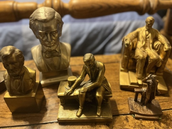 Contents of Wooden Sofa Table: Presidential Themed Bust & Figurines